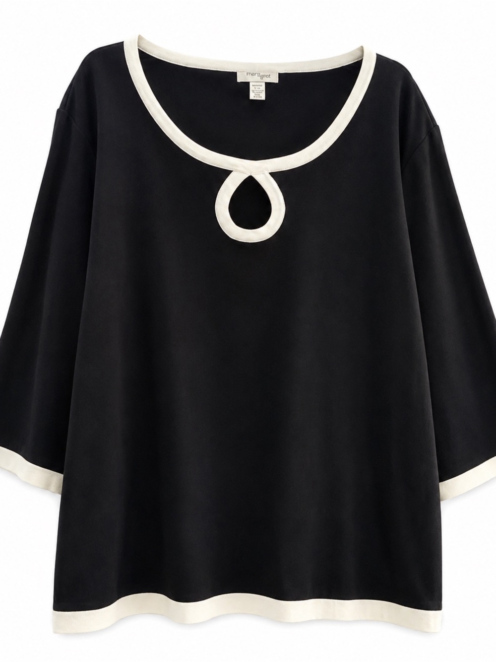 Mercer Street Studio Black Scoop-Neck Tunic with Cream Trim Plus 3X